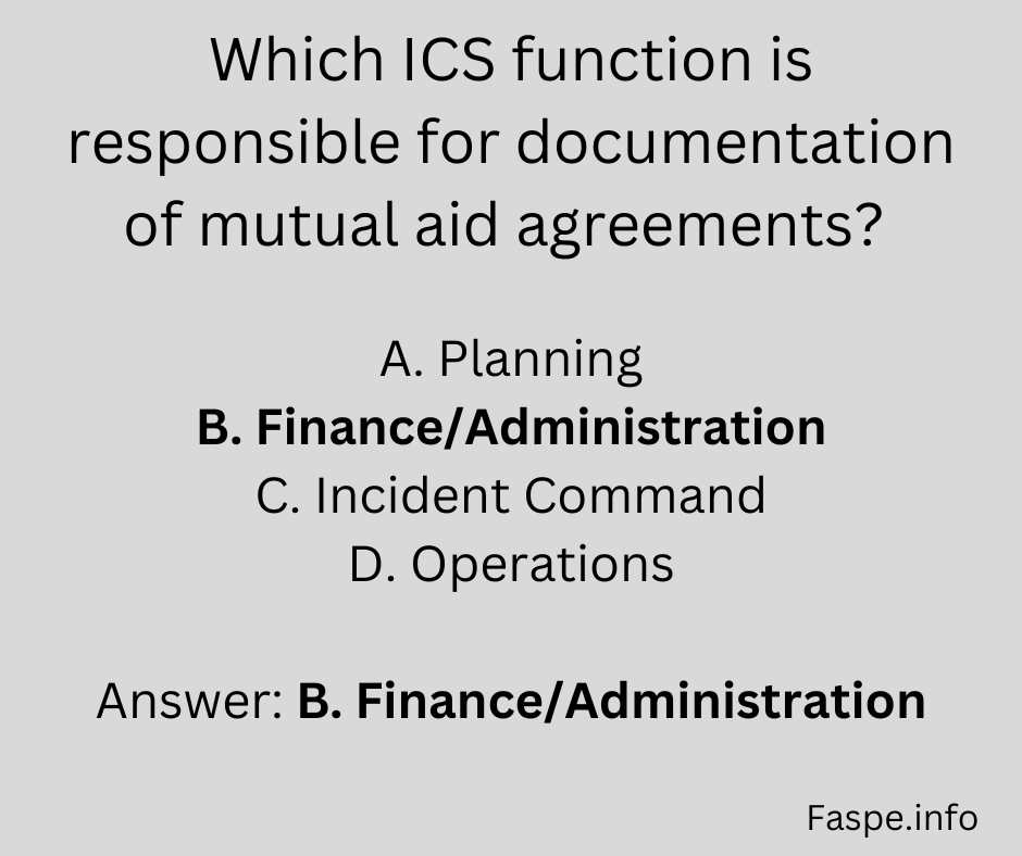 Which ICS function is responsible for documentation of mutual aid agreements